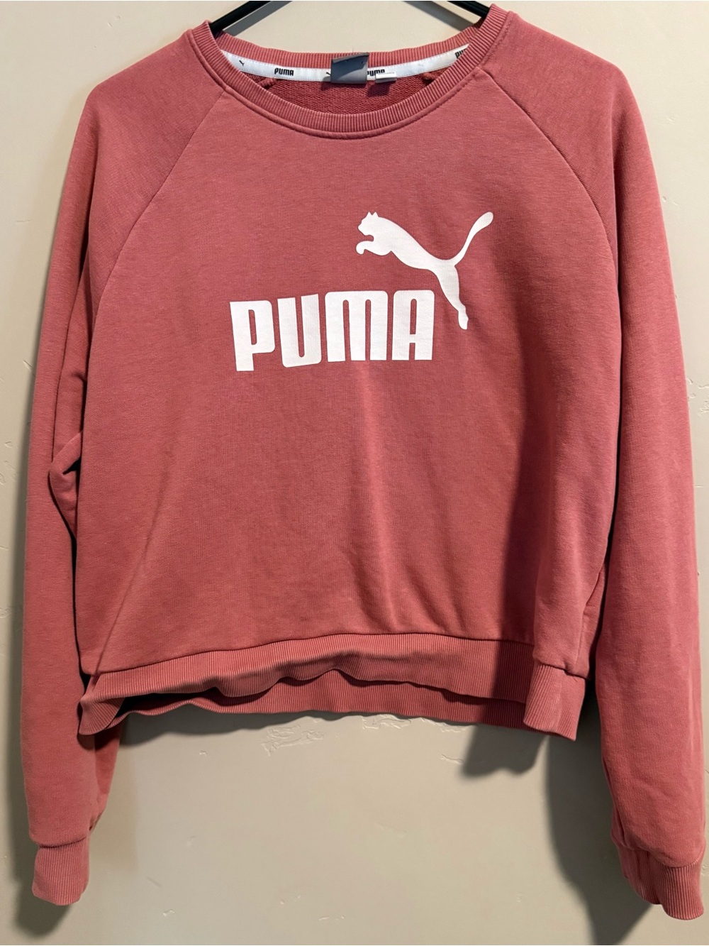 Puma Dusty Rose Sweatshirt with White Logo Trim